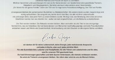 Die Korbballer des TSV 07 Bergrheinfeld trauern um Inge Dittmar